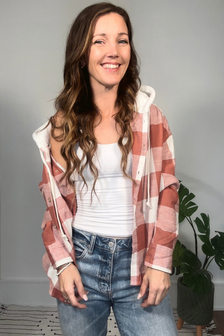 Clay Plaid Hooded Shirt