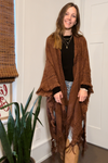 Brown Fringe Hem Boho Ruana