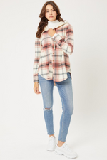 Plaid Hooded Button Down Shirt