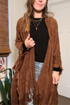 Brown Fringe Hem Boho Ruana