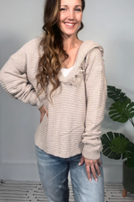 Raw Edge Hooded Sweater