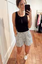Animal Print Scalloped Shorts