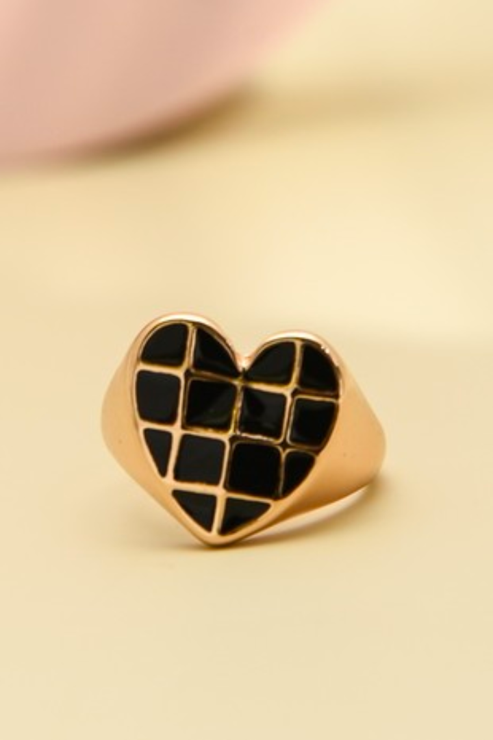 Checkerboard Heart Ring