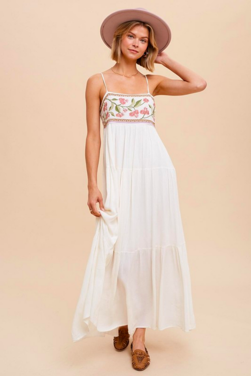 Embroidered Tiered Maxi Dress