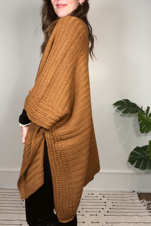 Camel Rib Knit Ruana