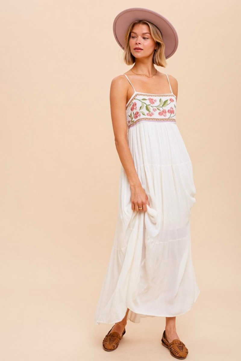 Embroidered Tiered Maxi Dress