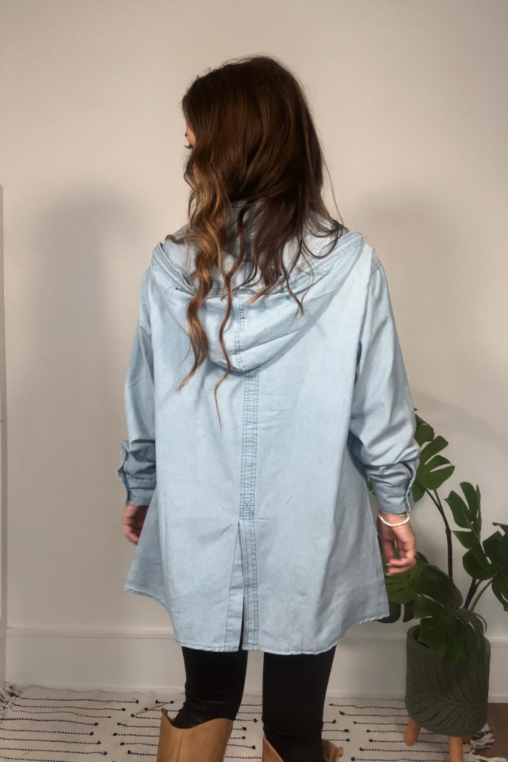 Hooded Button Front Tunic Top