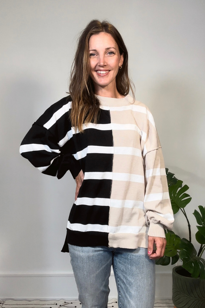 Colorblock Striped Knit Top