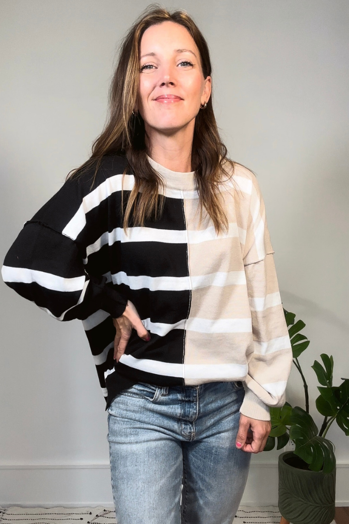 Colorblock Striped Knit Top