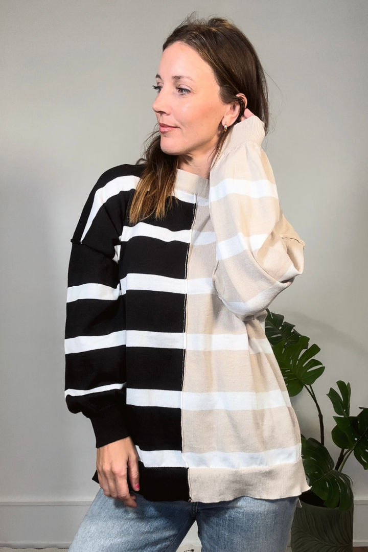 Colorblock Striped Knit Top