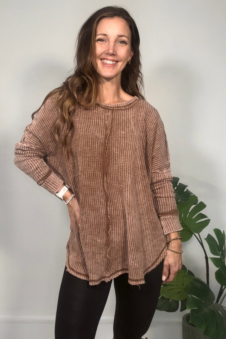 Dark Camel Mineral Wash Long Sleeve Shirt