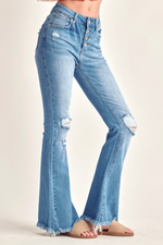 Button Fly Flared Denim