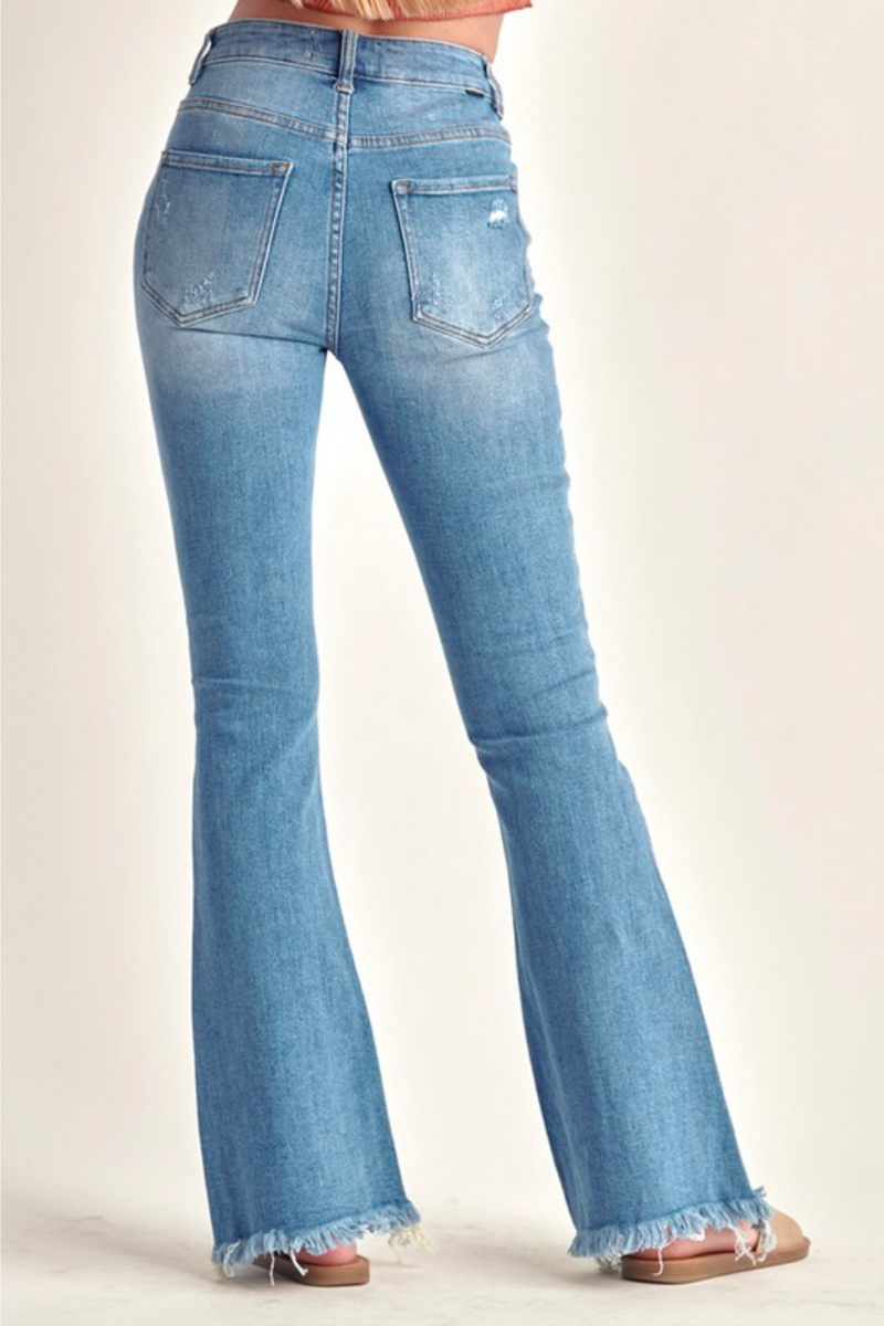 Button Fly Flared Denim