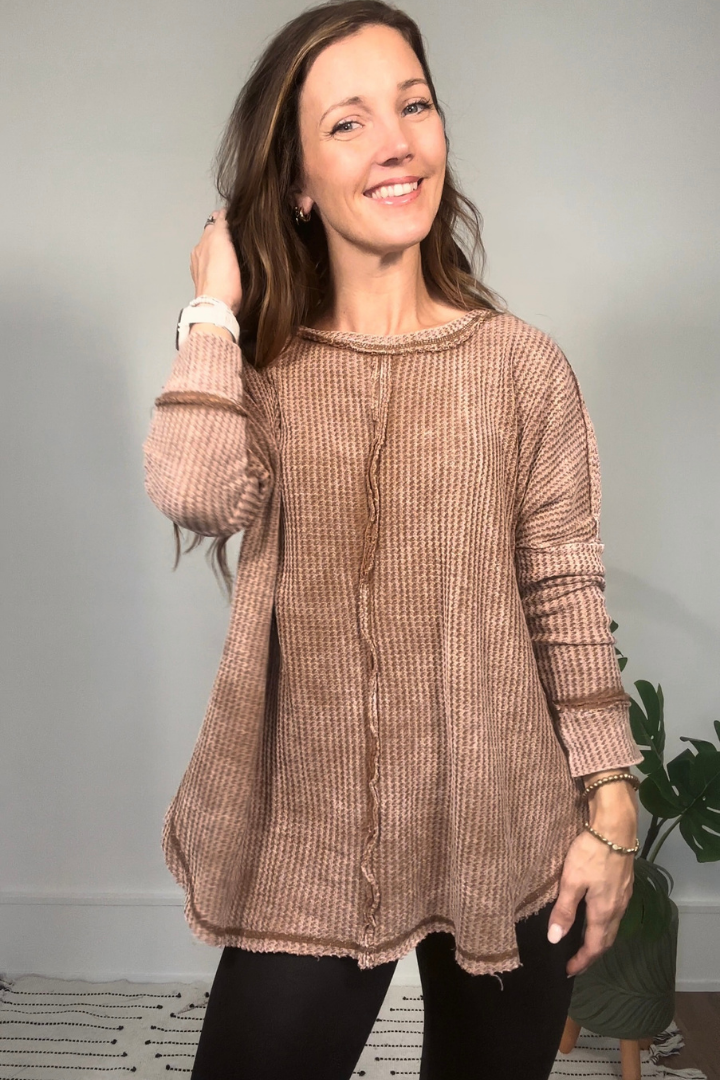 Dark Camel Mineral Wash Long Sleeve Shirt
