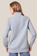 Grey Quilted Half Snap Pullover
