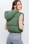 Olive Hooded Puff Vest