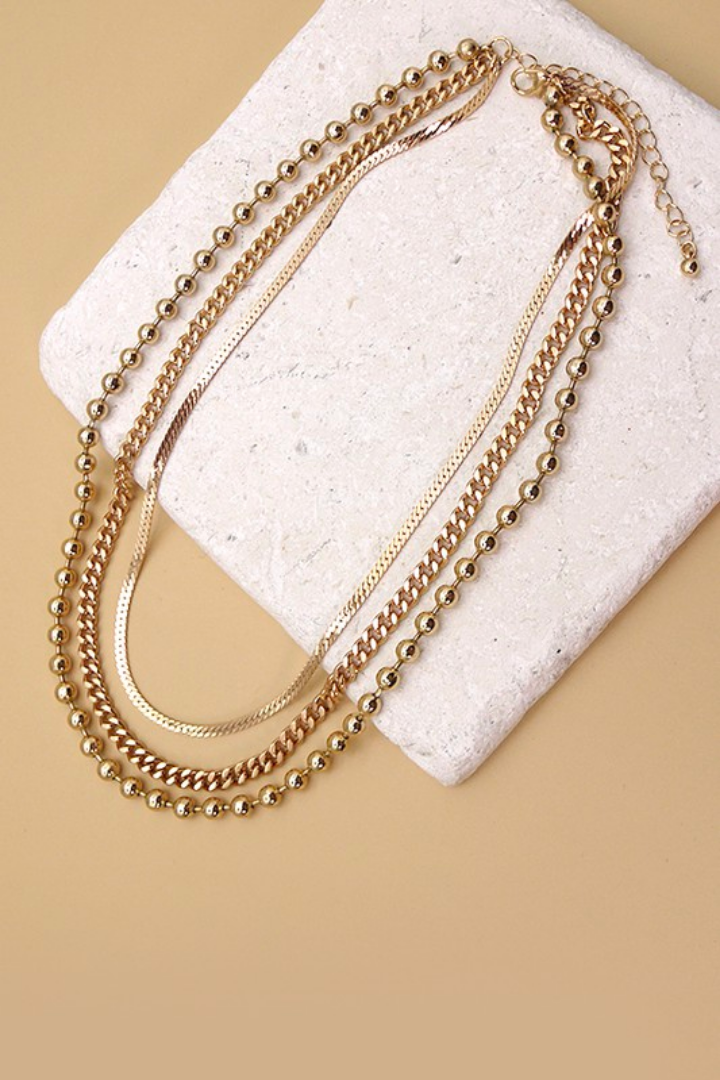 Triple Layer Multi Chain Necklace
