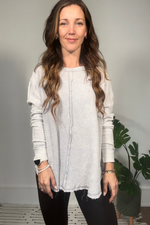 Light Grey Mineral Wash Long Sleeve Shirt