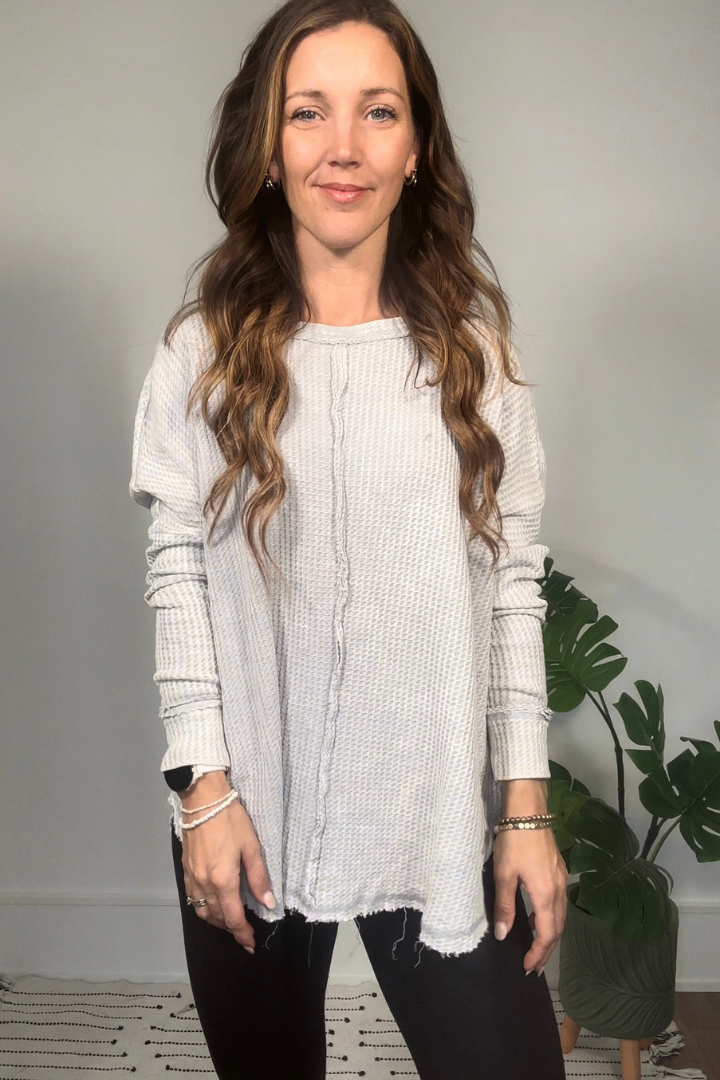 Light Grey Mineral Wash Long Sleeve Shirt
