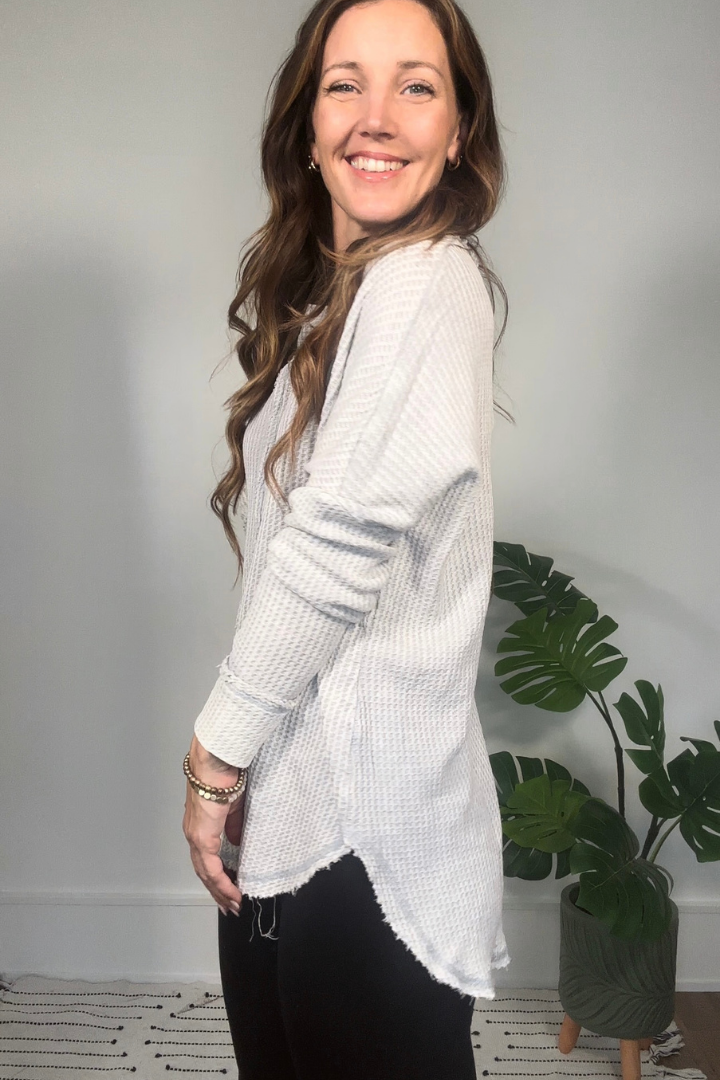 Light Grey Mineral Wash Long Sleeve Shirt