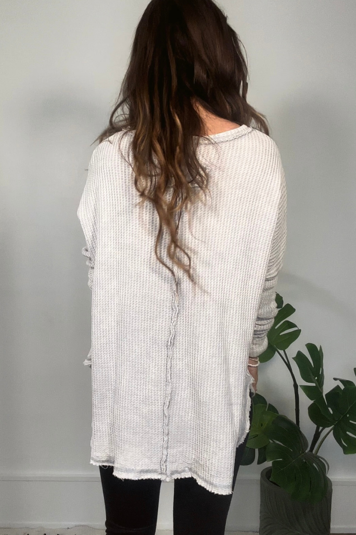 Light Grey Mineral Wash Long Sleeve Shirt
