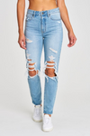 Tobi Distressed High Rise Mom Jeans