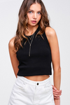 Alice Black Ribbed Crew Cropped Tank