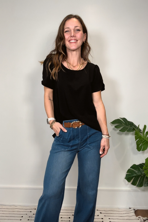 Black Short Sleeve Blouse