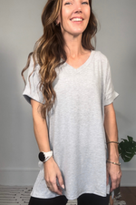 Heather Grey V Neck Soft Oversized Tee