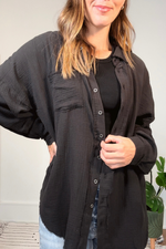 Black Double Gauze Oversized Shirt