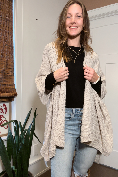 Oatmeal Rib Knit Ruana
