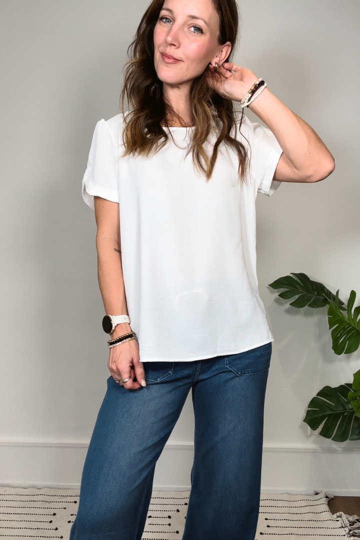 Ivory Short Sleeve Blouse