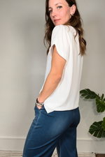 Ivory Short Sleeve Blouse