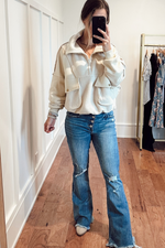 Button Fly Flared Denim