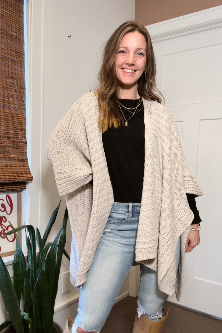 Oatmeal Rib Knit Ruana