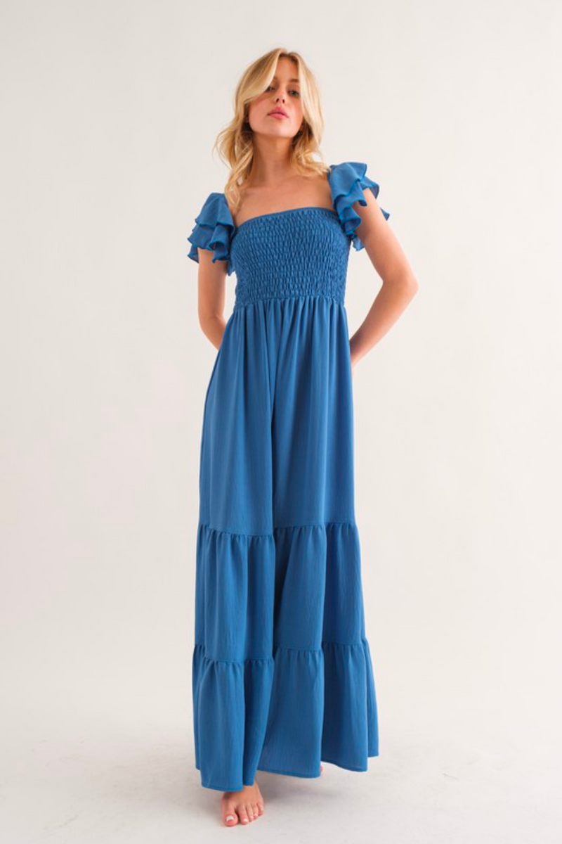 Blue Tiered Maxi Dress