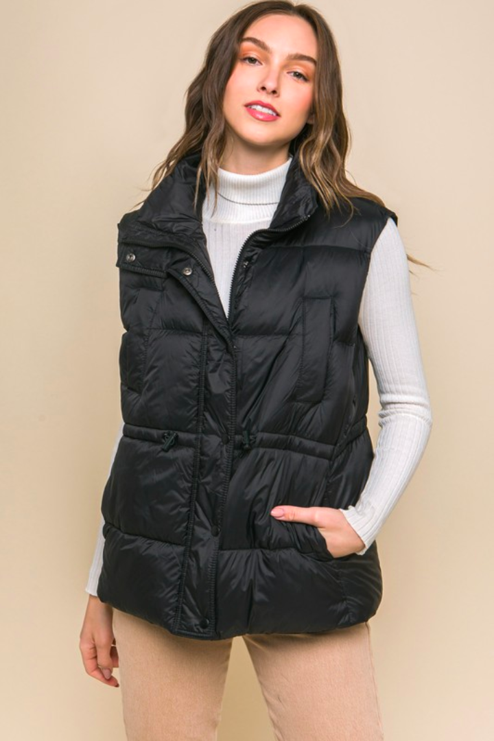 Black Zip Up Puffer Vest