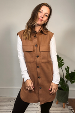Camel Brush Long Vest