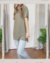 Light Olive Round Neck Soft Oversized Tee