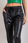 Faux Leather Jogger Pants