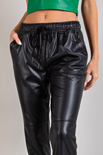 Faux Leather Jogger Pants