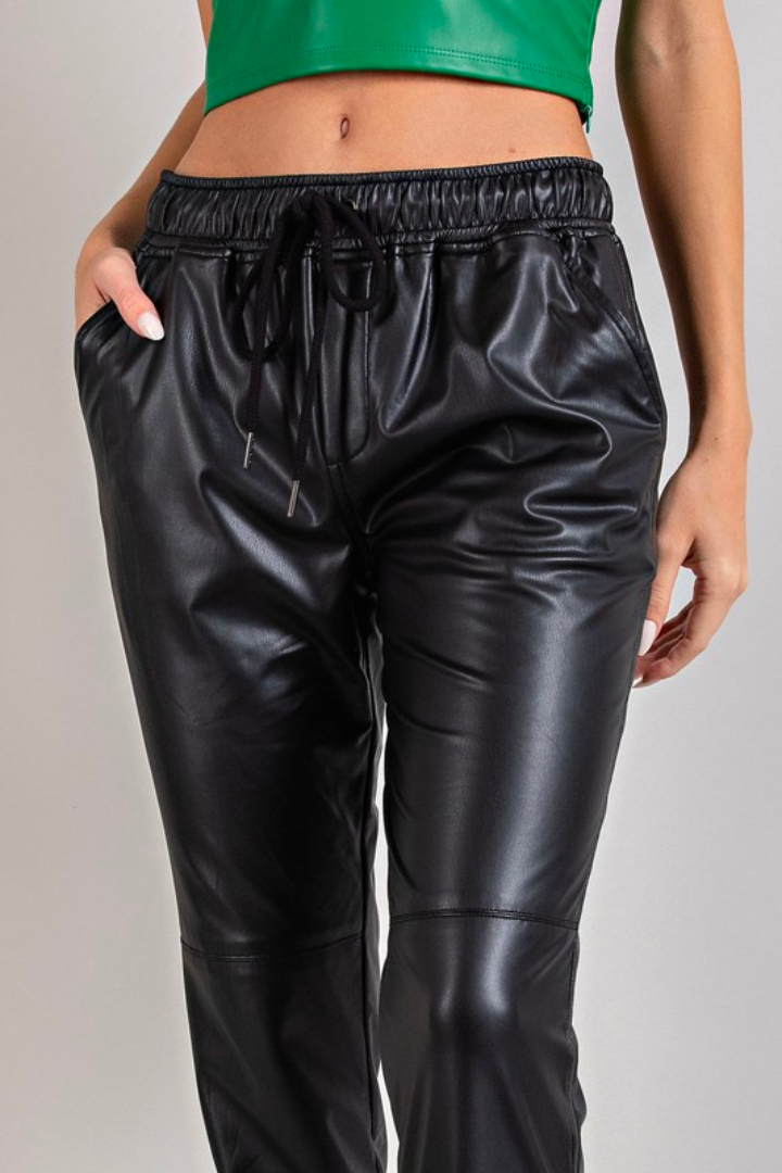 Faux Leather Jogger Pants