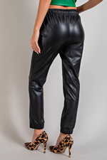 Faux Leather Jogger Pants