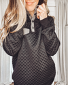 Black Quilted Half Snap Pullover