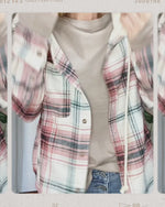 Plaid Hooded Button Down Shirt
